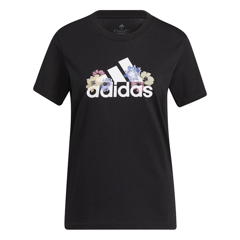 adidas Floral Tee (W) (Black) - Fromuth Pickleball