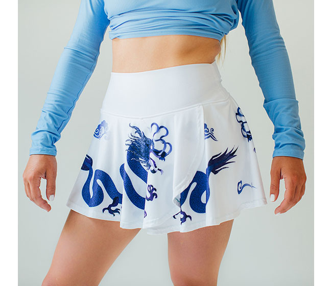 Faye+Florie Dragon Print Holly Skirt (W) (White)