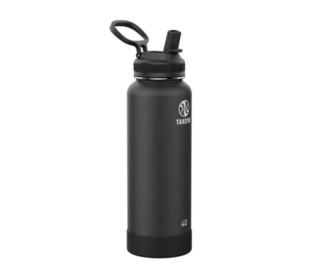 Takeya Pickleball Insulated Water Bottle w/Straw Lid (40oz) (Black)