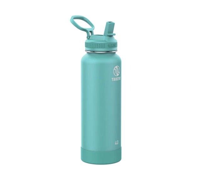 Takeya Pickleball Insulated Water Bottle w/Straw Lid (40oz) (Teal)