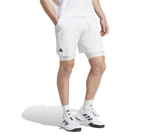 adidas Pro 2-in-1 Seersucker London Short (M) (White)